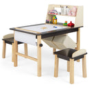 Kids Art Table and Chairs Set with Paper Roll and Storage Bins-Coffee by LJGDeals