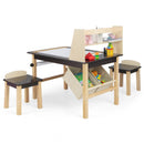 Kids Art Table and Chairs Set with Paper Roll and Storage Bins-Coffee by LJGDeals