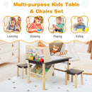 Kids Art Table and Chairs Set with Paper Roll and Storage Bins-Coffee by LJGDeals
