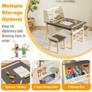 Kids Art Table and Chairs Set with Paper Roll and Storage Bins-Coffee by LJGDeals