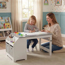 Kids Art Table and Stool Set Toddler Activity Desk with Paper Roll and 4 Paint Cups for Drawing Learning-Gray by LJGDeals