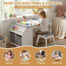 Kids Art Table and Stool Set Toddler Activity Desk with Paper Roll and 4 Paint Cups for Drawing Learning-Gray by LJGDeals