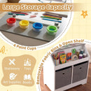 Kids Art Table and Stool Set Toddler Activity Desk with Paper Roll and 4 Paint Cups for Drawing Learning-Gray by LJGDeals