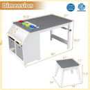 Kids Art Table and Stool Set Toddler Activity Desk with Paper Roll and 4 Paint Cups for Drawing Learning-Gray