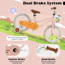 16 Inch Kids Bike with Front Handbrake and 2 Training Wheels-Pink by LJGDeals