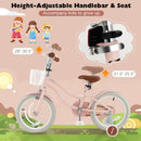 16 Inch Kids Bike with Front Handbrake and 2 Training Wheels-Pink by LJGDeals