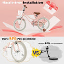 16 Inch Kids Bike with Front Handbrake and 2 Training Wheels-Pink by LJGDeals