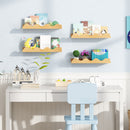 16 Inch Kids Bookshelf Set of 4 Floating Nursery Book Shelves for Decoration Book Toy Storage-Natural