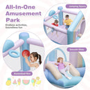 Kids Bounce House with Slide and Basketball Rim Bouncy Castle for Party without Blower by LJGDeals