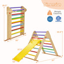 Kids Climbing Triangle Set with Adjustable and Reversible Ramp-Multicolor