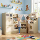 Kids Corner Play Kitchen with Faucet and Dishwasher and Stoves-Green by LJGDeals