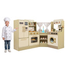 Kids Corner Play Kitchen with Faucet and Dishwasher and Stoves-Green