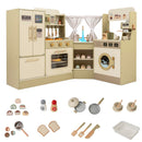 Kids Corner Play Kitchen with Faucet and Dishwasher and Stoves-Green