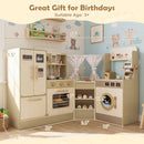 Kids Corner Play Kitchen with Faucet and Dishwasher and Stoves-Green