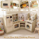 Kids Corner Play Kitchen with Faucet and Dishwasher and Stoves-Green