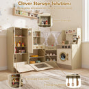 Kids Corner Play Kitchen with Faucet and Dishwasher and Stoves-Green