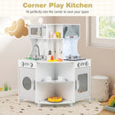 Kids Corner Wooden Play Kitchen with Range Hood and Stoves-Gray by LJGDeals