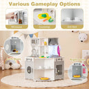 Kids Corner Wooden Play Kitchen with Range Hood and Stoves-Gray by LJGDeals