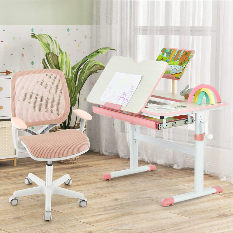 Swivel Mesh Children Computer Chair with Adjustable Height-Pink, photo 2 of 8