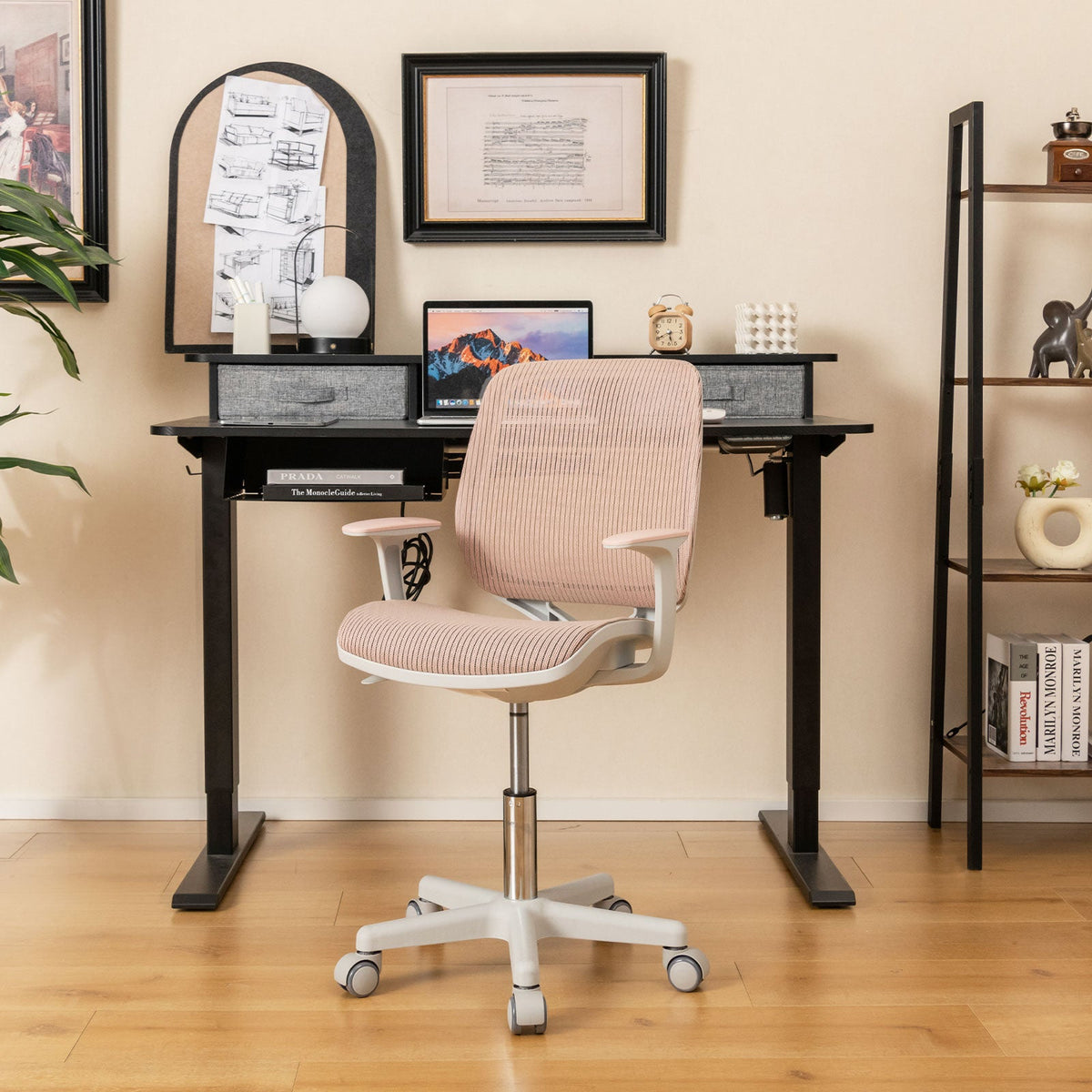 Swivel Mesh Children Computer Chair with Adjustable Height-Pink, photo 6 of 8