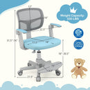 Kids Desk Chair Children Study Chair with Adjustable Height Armrest and Footrest