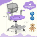 Kids Desk Chair Children Study Chair with Adjustable Height Armrest and Footrest