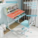 Kids Desk and Chair Set with Adjustable Height and Tilted Desktop by LJGDeals