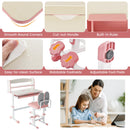 Kids Desk and Chair Set with Adjustable Height and Tilted Desktop