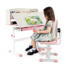 Kids Desk and Chair Set with Adjustable Height and Tilted Desktop by LJGDeals