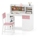 Kids Desk and Chair Set with Hutch and 3-Layer Side Shelf by LJGDeals