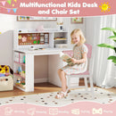 Kids Desk and Chair Set with Hutch and 3-Layer Side Shelf by LJGDeals