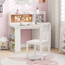 Kids Desk and Chair Set with Hutch and 3-Layer Side Shelf by LJGDeals