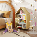 Kids Dollhouse Bookshelf House-shaped Bookcase Children Toy Storage Organizer-Natural by LJGDeals