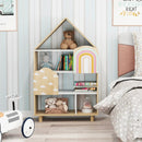 Kids Dollhouse Bookshelf House-shaped Bookcase Children Toy Storage Organizer-Natural by LJGDeals