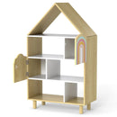 Kids Dollhouse Bookshelf House-shaped Bookcase Children Toy Storage Organizer-Natural by LJGDeals