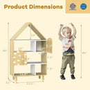 Kids Dollhouse Bookshelf House-shaped Bookcase Children Toy Storage Organizer-Natural by LJGDeals