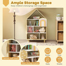 Kids Dollhouse Bookshelf House-shaped Bookcase Children Toy Storage Organizer-Natural by LJGDeals