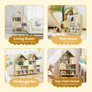 Kids Dollhouse Bookshelf House-shaped Bookcase Children Toy Storage Organizer-Natural by LJGDeals