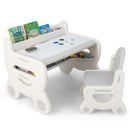 Kids Drawing Table and Chair Set with Watercolor Pens and Blackboard Eraser