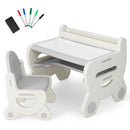 Kids Drawing Table and Chair Set with Watercolor Pens and Blackboard Eraser by LJGDeals