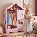 Kids Dress Up Storage with Mirror Roofed Wardrobe Closet with Open Hanging Rack by LJGDeals