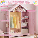 Kids Dress Up Storage with Mirror Roofed Wardrobe Closet with Open Hanging Rack by LJGDeals