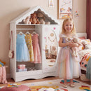 Kids Dress Up Storage with Mirror Roofed Wardrobe Closet with Open Hanging Rack by LJGDeals