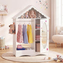 Kids Dress Up Storage with Mirror Roofed Wardrobe Closet with Open Hanging Rack by LJGDeals