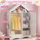 Kids Dress Up Storage with Mirror Roofed Wardrobe Closet with Open Hanging Rack by LJGDeals