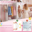 Kids Dress Up Storage with Mirror Roofed Wardrobe Closet with Open Hanging Rack by LJGDeals