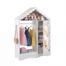 Kids Dress Up Storage with Mirror Roofed Wardrobe Closet with Open Hanging Rack by LJGDeals