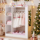 Kids Dress Up Storage with Mirror and Hanging Rack - Pink