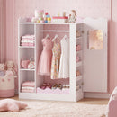 Kids Dress Up Storage with Mirror and Hanging Rack - Pink