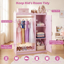 Kids Dress Up Storage Cabinet with Full Length Mirror - Pink
